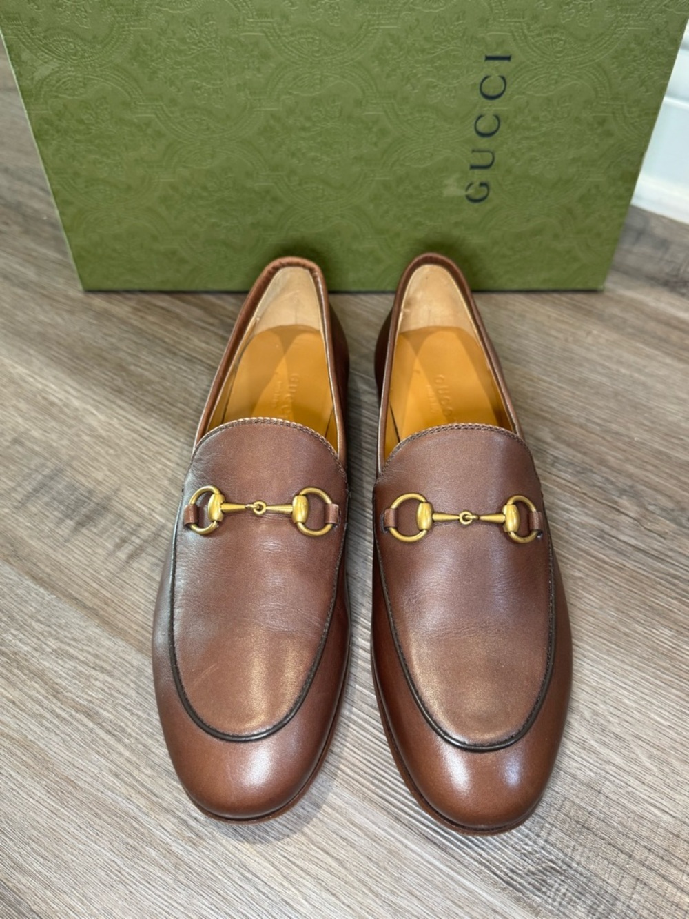 Gucci Jordaan Horsebit Leather Loafers in Brown - Picture 3 of 16